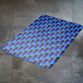 Modern mozaïek in zwart, koningsblauw en lichtblau badmat