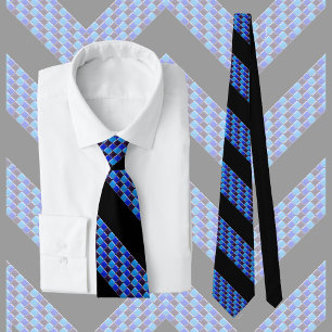 Modern mozaïek in zwart, koninklijk blauw, chic stropdas