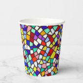 Modern Mozaïek Kleurrijke Tegels Patroon Papieren Bekers (Achterkant)