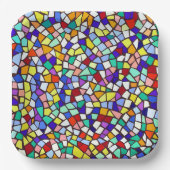 Modern Mozaïek Kleurrijke Tegels Patroon Papieren Bordje (Voorkant)