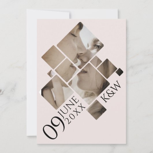 Modern Mozaïek met monogram bruiloft Uitnodiging (Voorkant)