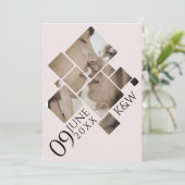 Modern Mozaïek met monogram bruiloft Uitnodiging (Staand voorkant)