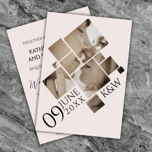Modern Mozaïek met monogram bruiloft Uitnodiging