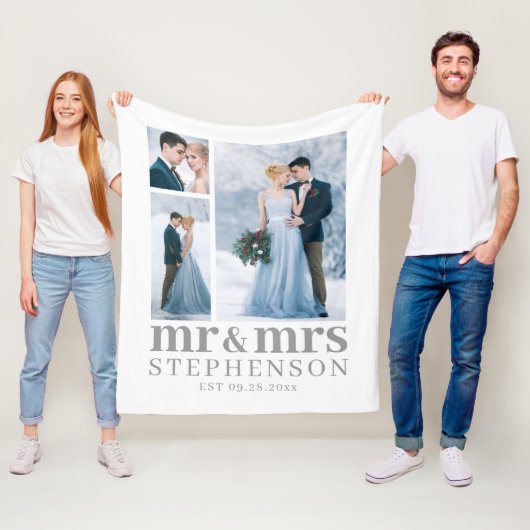Modern MR. AND MRS. 3 Foto Wedding Keepomwille Fle Fleece Deken (In situ)
