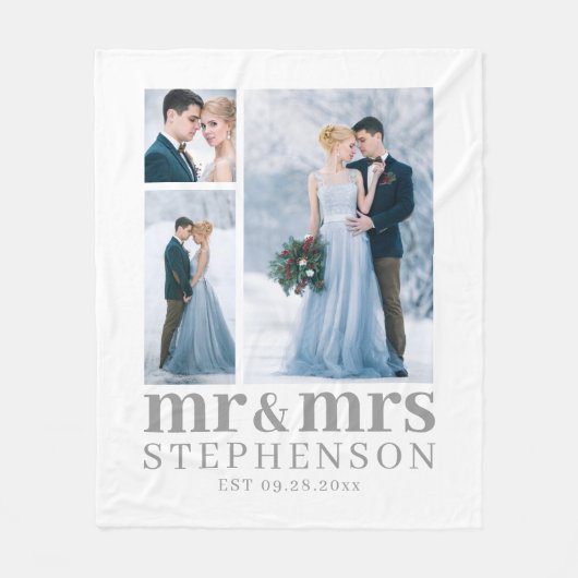 Modern MR. AND MRS. 3 Foto Wedding Keepomwille Fle Fleece Deken (Voorkant)
