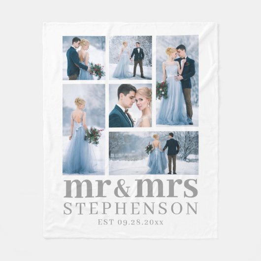 Modern MR. AND MRS. 6 Photo Wedding Keepomwille Fleece Deken (Voorkant)