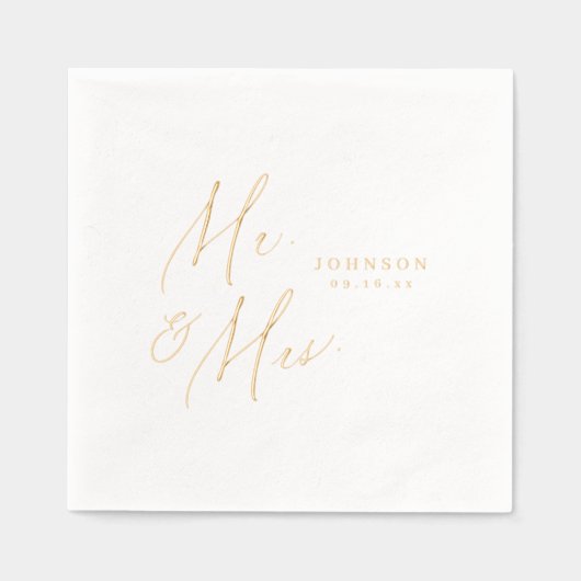 Modern Mr. and Mrs. script minimalist wedding Folie Servetten (Voorkant)