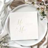 Modern Mr. and Mrs. script minimalist wedding Folie Servetten