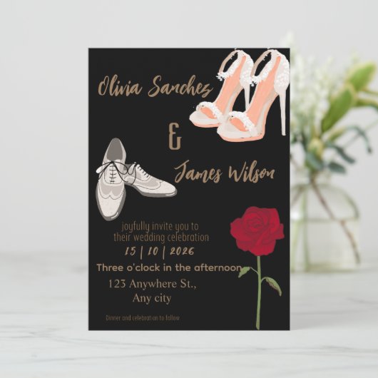 Modern Mr and Mrs wedding gold Kaart (Staand voorkant)