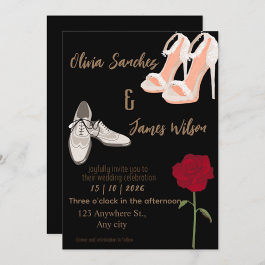 Modern Mr and Mrs wedding gold Kaart (Voorkant / Achterkant)