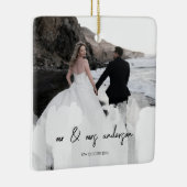Modern Mr. en Mrs. 2 Foto's Kerstmis Keramisch Ornament (Rechts)