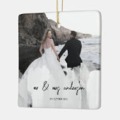 Modern Mr. en Mrs. 2 Foto's Kerstmis Keramisch Ornament (Links)