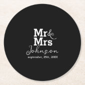 Modern Mr. en Mrs. Black and White Wedding Ronde Kartonnen Onderzetter (Voorkant)