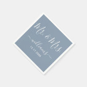 Modern Mr. en Mrs Dusty Blue Wedding Servet (Hoek)