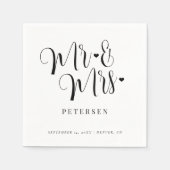 Modern Mr. en Mrs. script elegant bruiloft Servet (Voorkant)