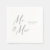 Modern Mr. en Mrs. script minimalistische bruiloft Servet (Voorkant)