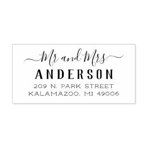 Modern Mr en Mrs Script Pas getrouwd Return Addres Rubberstempel