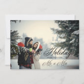 Modern Mr & Mrs Gelukkig Feestdagen kerstpaar Save The Date (Voorkant)