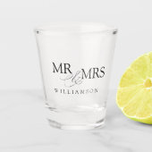 Modern Mr & Mrs Name Shot Glas (Voorkant)