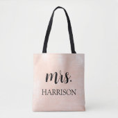 Modern Mrs Bride Pink & Black Script Wedding Tote Bag (Voorkant)