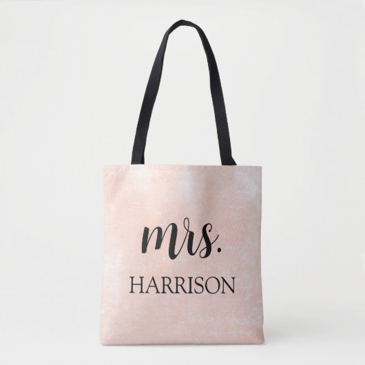 Modern Mrs Bride Pink & Black Script Wedding Tote Bag (Voorkant)