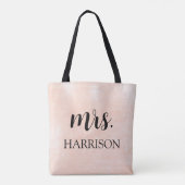 Modern Mrs Bride Pink & Black Script Wedding Tote Bag (Achterkant)