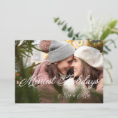 Modern Mrs & Mrs Gelukkig Kerstmis Save The Date (Staand voorkant)