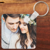 Modern Mrs Pas getrouwd Typografie Foto Metal Sleutelhanger (Achterkant)