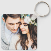 Modern Mrs Pas getrouwd Typografie Foto Metal Sleutelhanger (Achterkant)