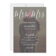 Modern Mrs script roze foto lesbische bruiloft
