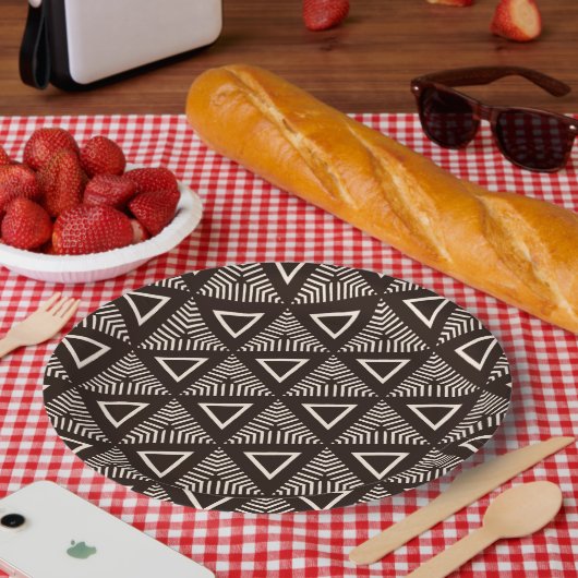 Modern Mud Cloth Geometric Decorative Paper Plates Papieren Bordje (Picknick)