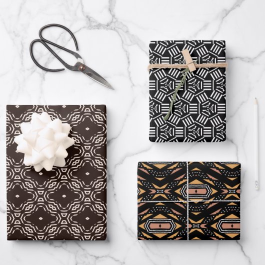 Modern Mudcloth Bogolan Collectie Inpakpapier Vel (Voorkant)