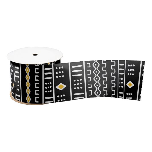 Modern Mudcloth Design Satin Ribbon Satijnen Lint (Spoel)