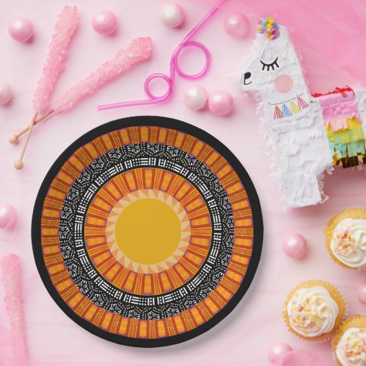 Modern Mudcloth Kente Print Paper Plate Papieren Bordje (Feest)