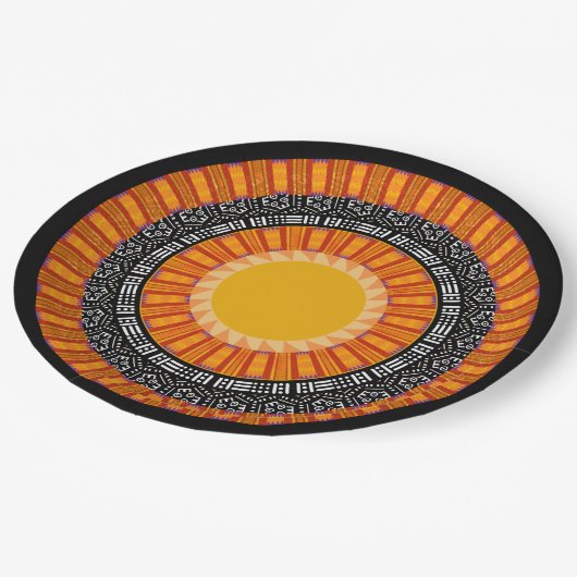 Modern Mudcloth Kente Print Paper Plate Papieren Bordje (Gekanteld)