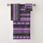 Modern Mudcloth Mix Paars Bad Handdoek (Insitu)