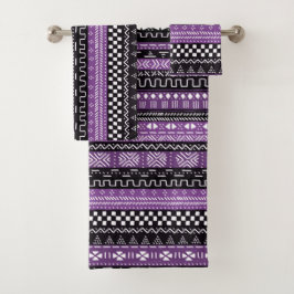 Modern Mudcloth Mix Paars Bad Handdoek