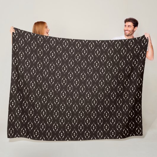 Modern Mudcloth Tribal Fleece Blanket Deken (In situ)