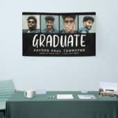 Modern Multi 4 Photo Collage AFSTUDEREN zwart Spandoek (Beurs)