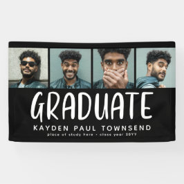 Modern Multi 4 Photo Collage AFSTUDEREN zwart Spandoek