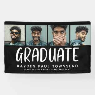 Modern Multi 4 Photo Collage AFSTUDEREN zwart Spandoek