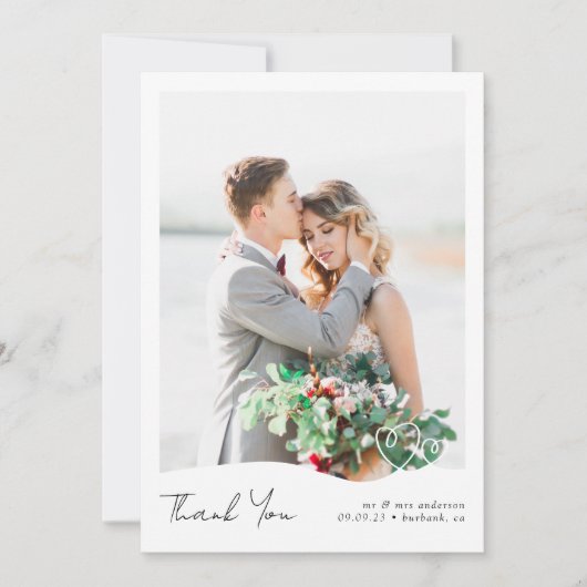 Modern Multi Afbeelding Hearts Wedding Bedankkaart (Voorkant)