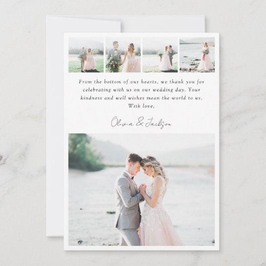 Modern Multi Afbeelding Hearts Wedding Bedankkaart (Achterkant)