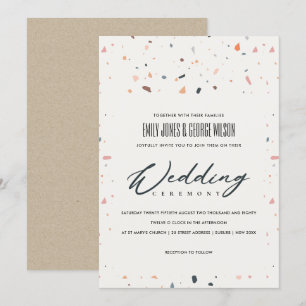 MODERN MULTI COLOR TERRAZZO PATTERN WEDDING INVITE BEDANKKAART