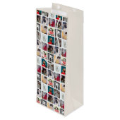 Modern Multi Foto Vierkant Insta Patroon Wijn Cadeautas (Achterkant Gekanteld)