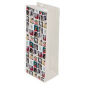 Modern Multi Foto Vierkant Insta Patroon Wijn Cadeautas (Voorkant Gekanteld)
