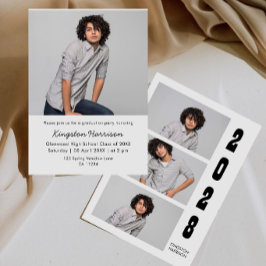 Modern Multi Photo Boy Graduation Invitation Kaart