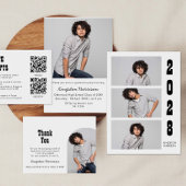 Modern Multi Photo Boy Graduation Invitation Kaart