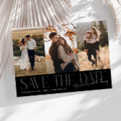 Modern Multi Photo Couple's Signature Black Save The Date