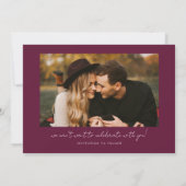 Modern Multi Photo Couple's Signature Cranberry Save The Date (Achterkant)